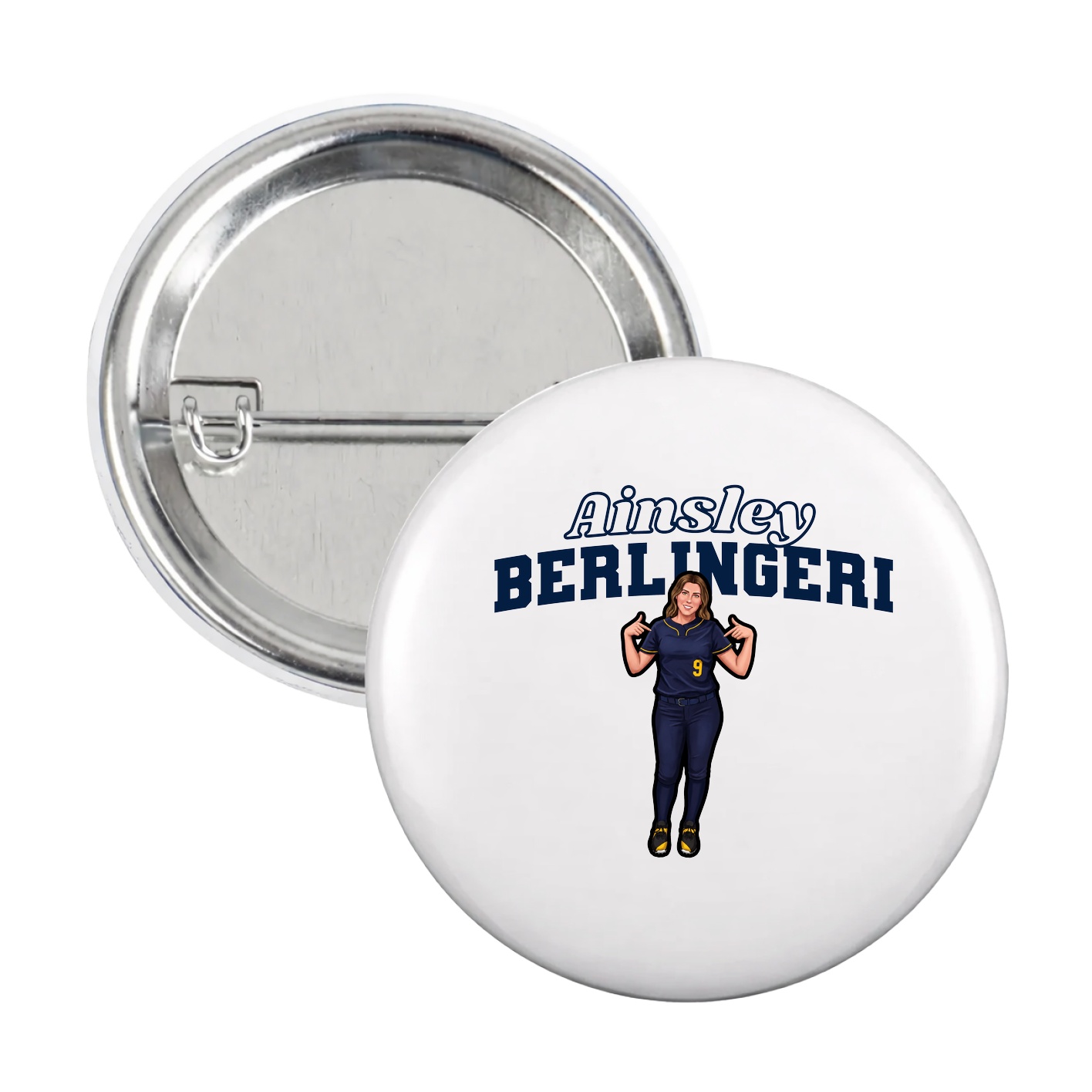 Game Day Button — Name Arch in White