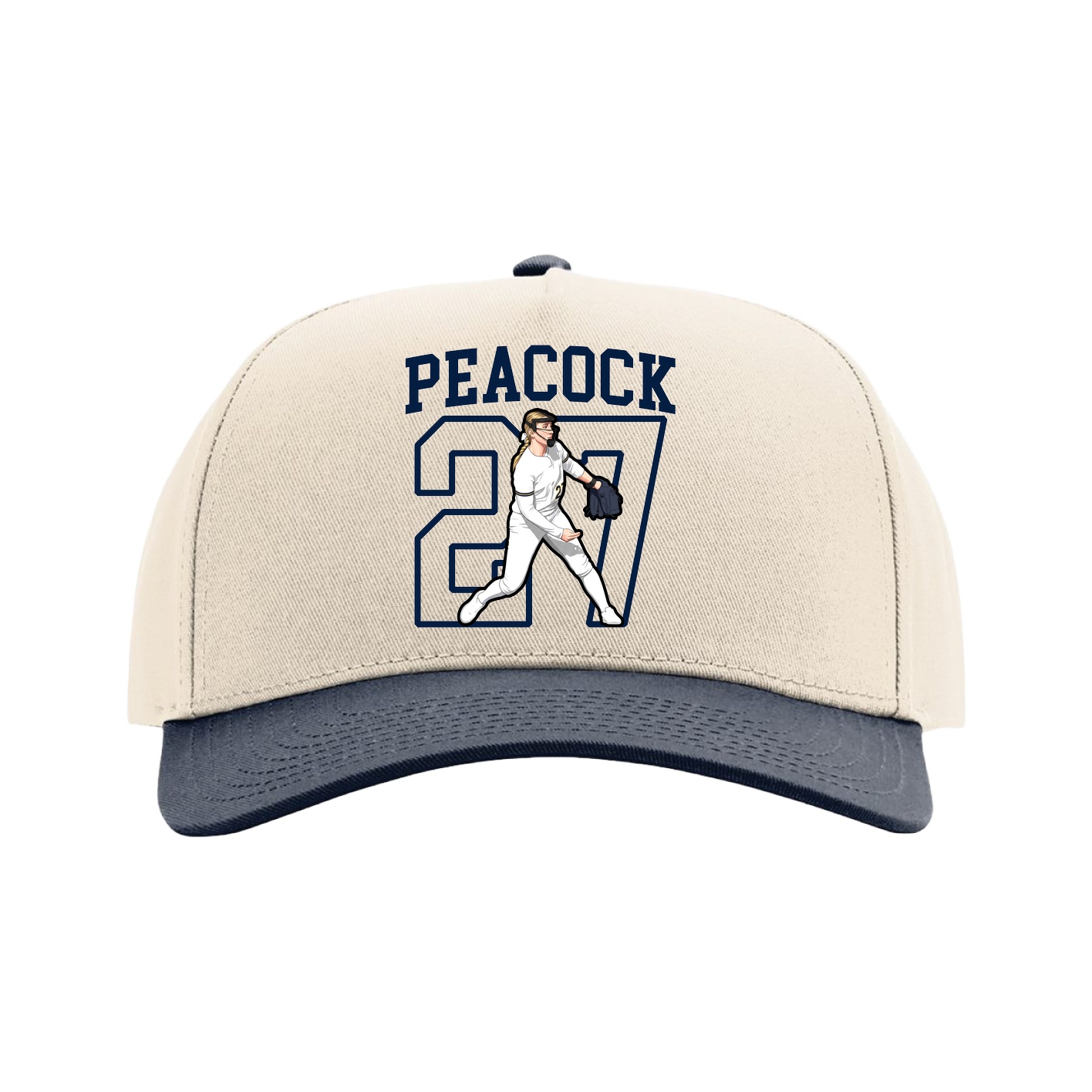 Full Fabric Five-Panel Champ Cap — Shirsey in Cream/Navy