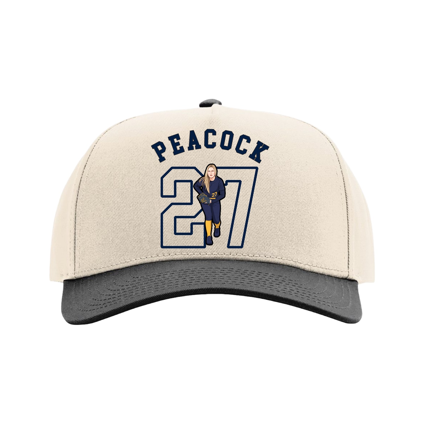 Full Fabric Five-Panel Champ Cap — Shirsey Arch in Cream/Black