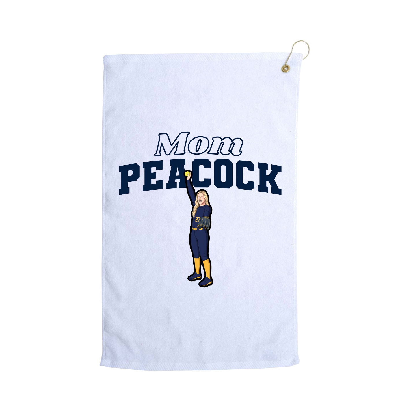 Golf Towel — Mothers Day Block in White