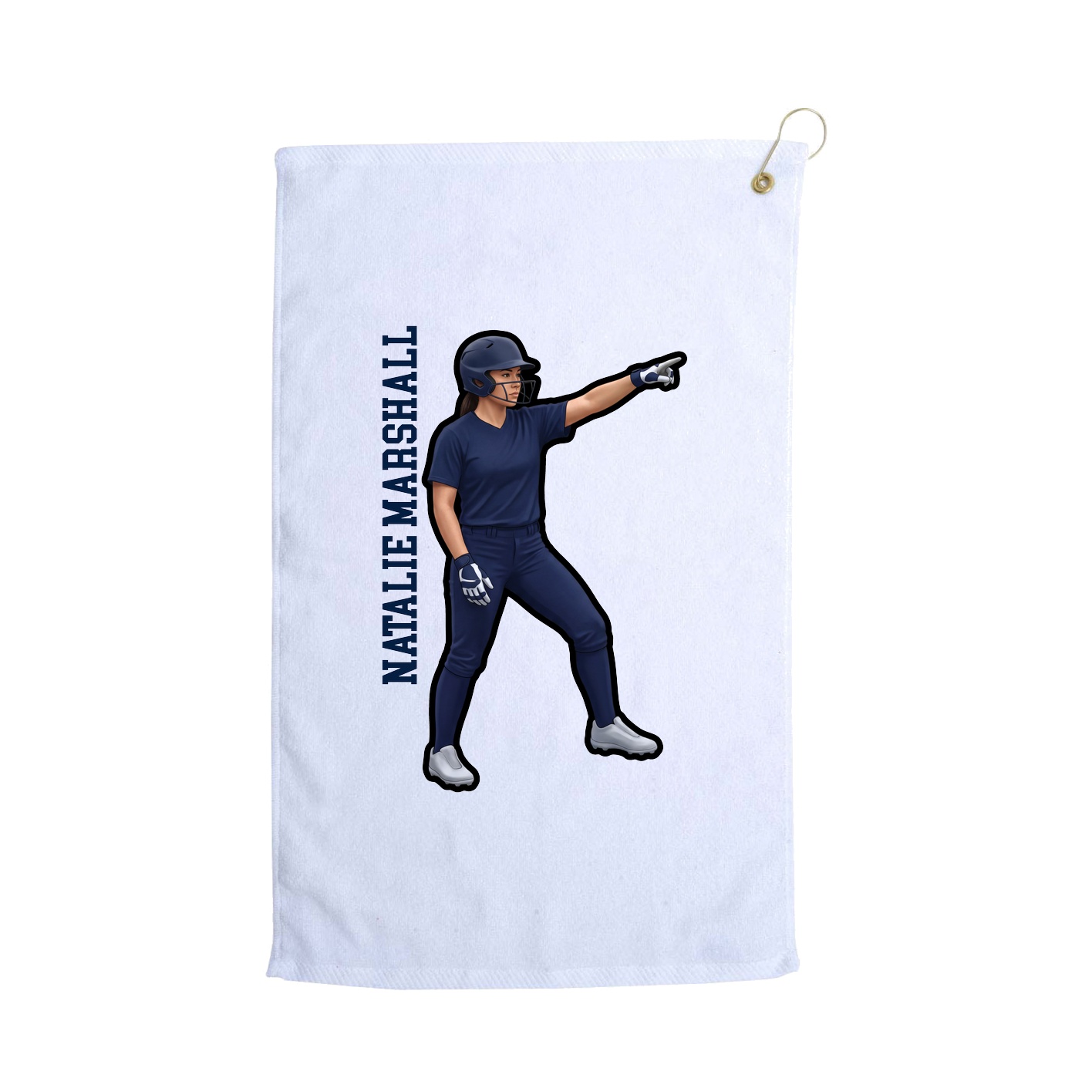 Golf Towel — Name Vertical in White