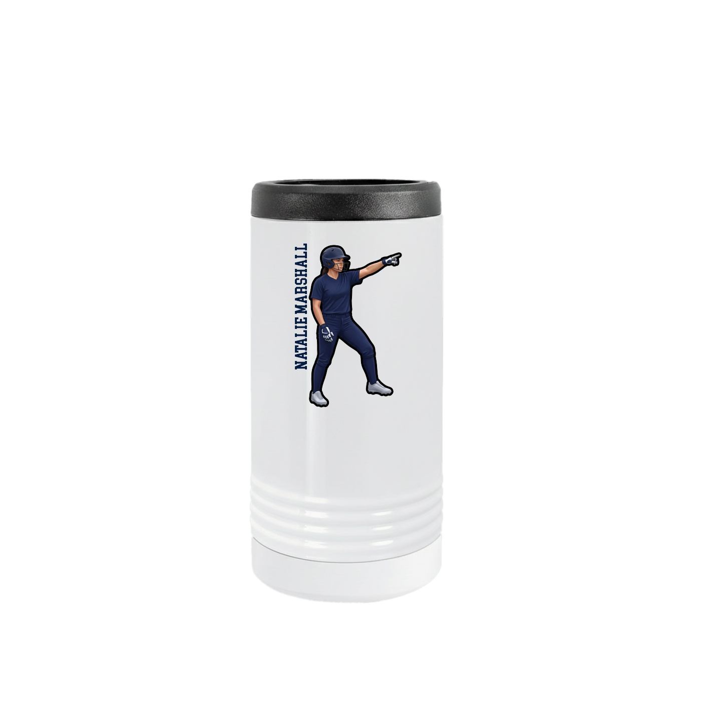Slim Beverage Holder — Name Vertical in White