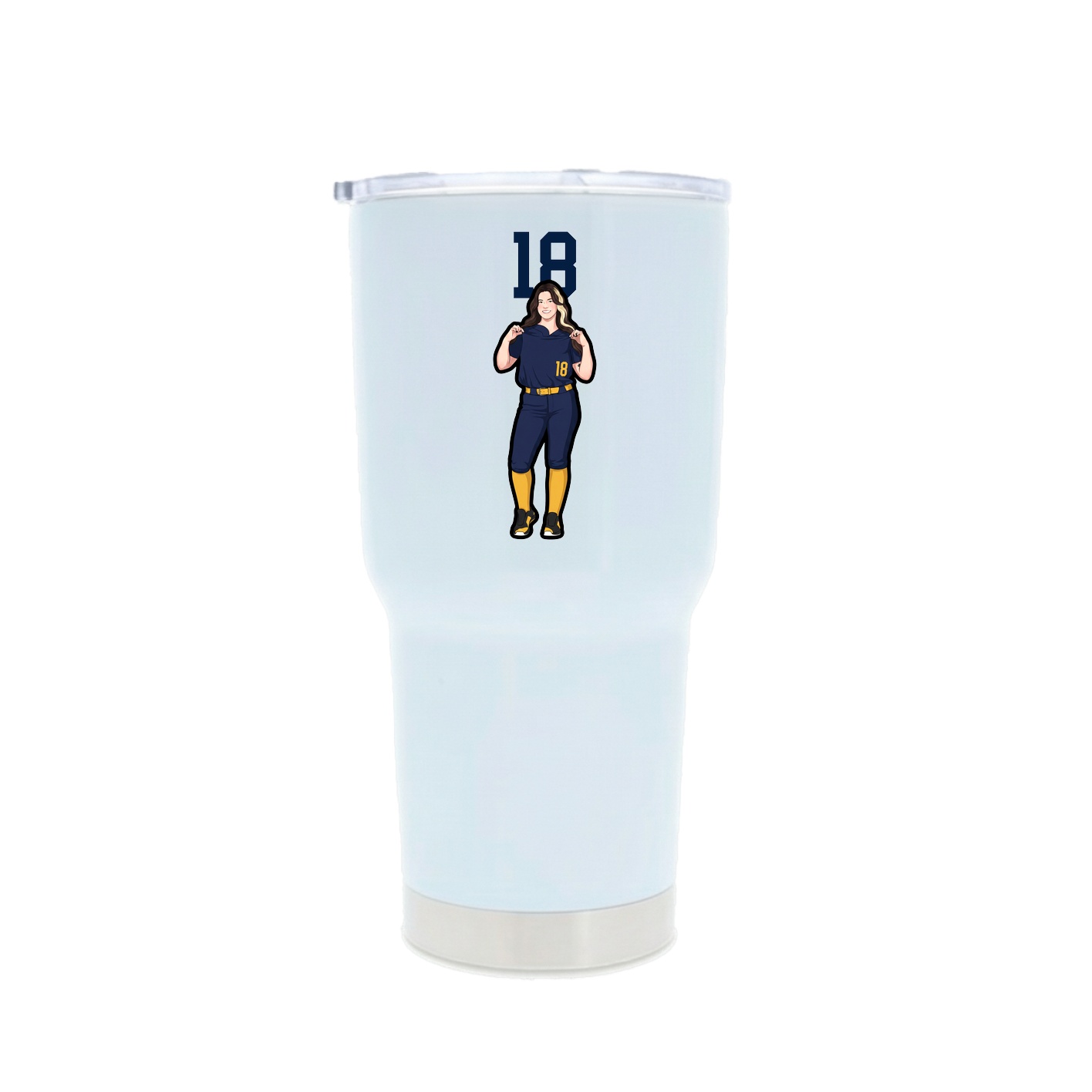 30oz Stainless Steel Tumbler — Number Top in White