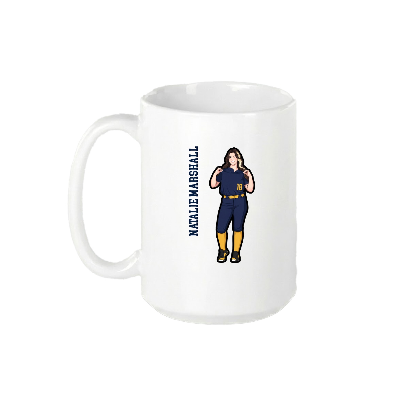 15oz Coffee Mug — Name Vertical in White