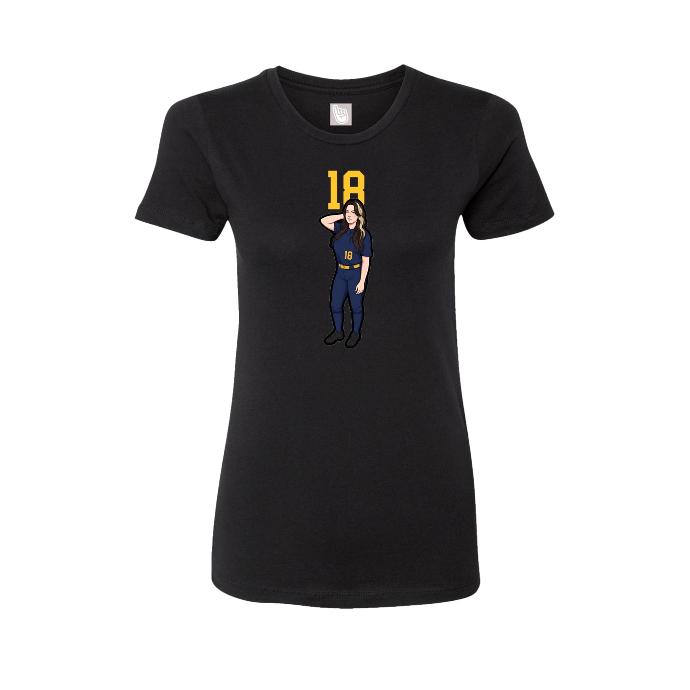Fitted Women's Tee — Number Top in Black