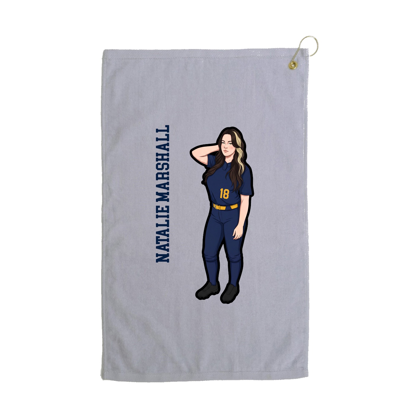Golf Towel — Name Vertical in Grey