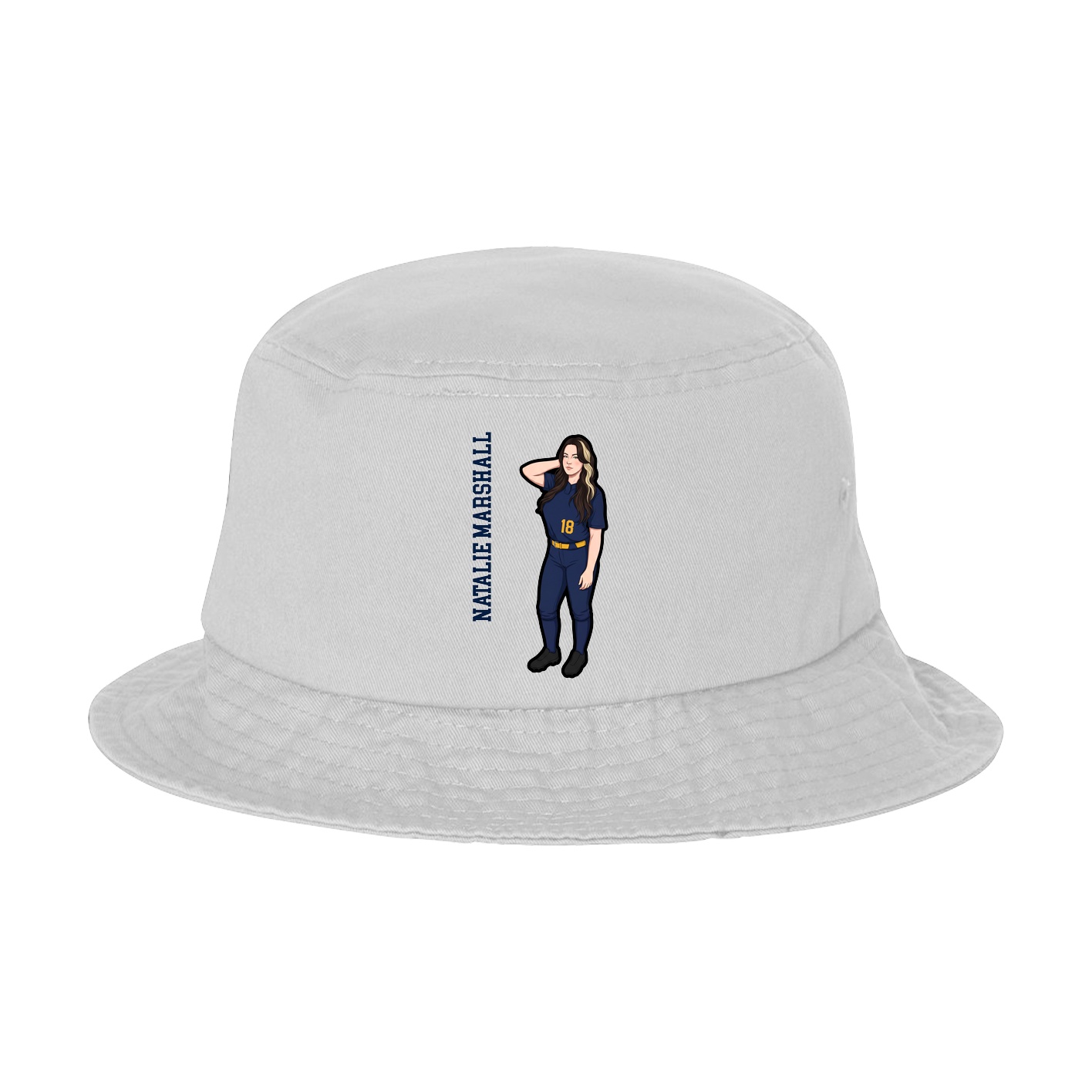 Bucket Cap — Name Vertical in White