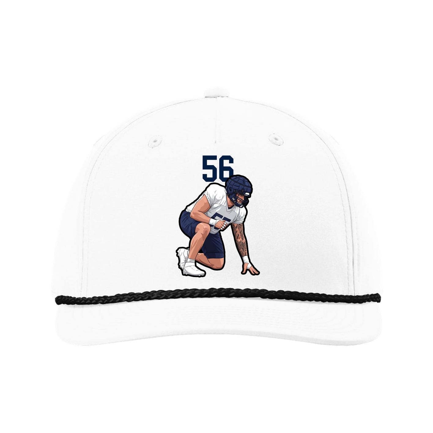 Five-Panel Classic Rope Cap — Number Top in White