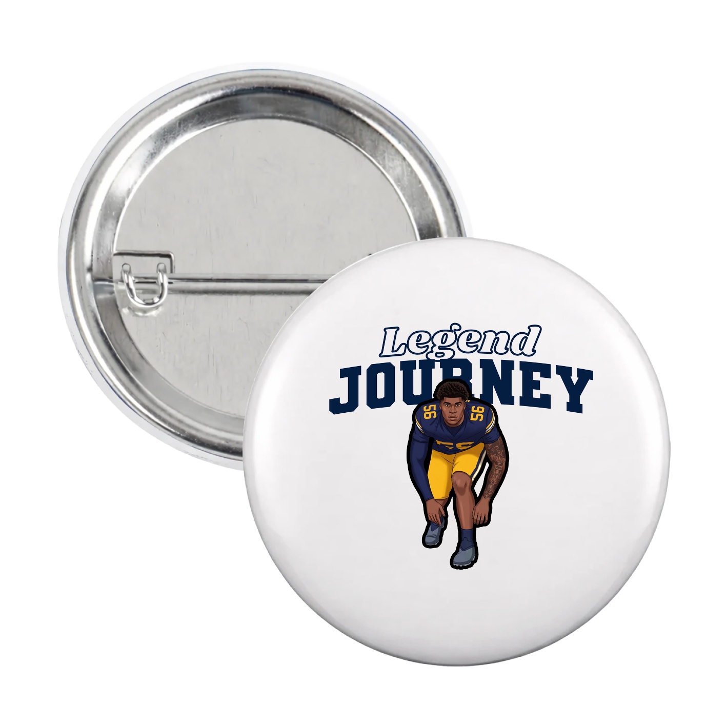 Game Day Button — Name Arch in White