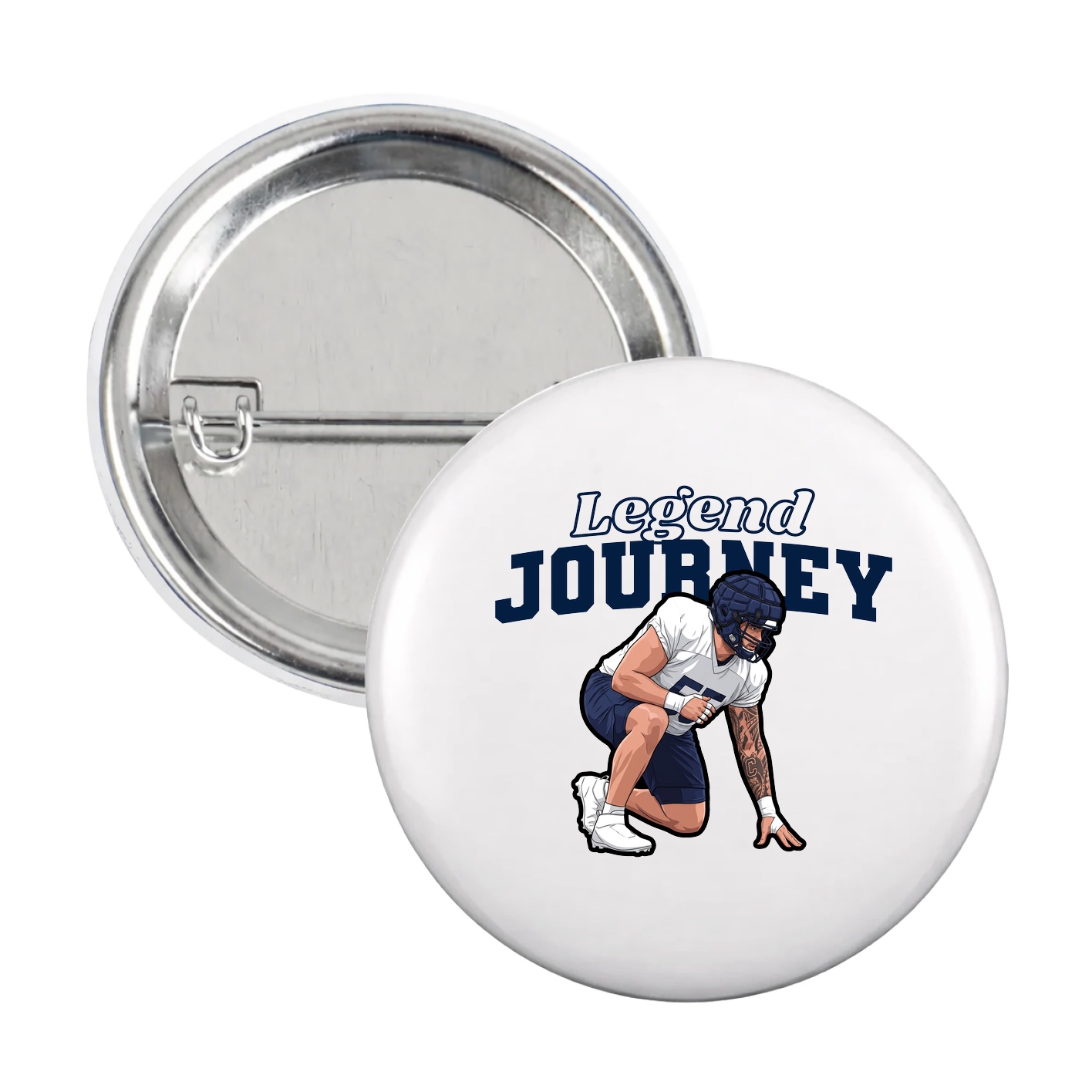Game Day Button — Name Arch in White