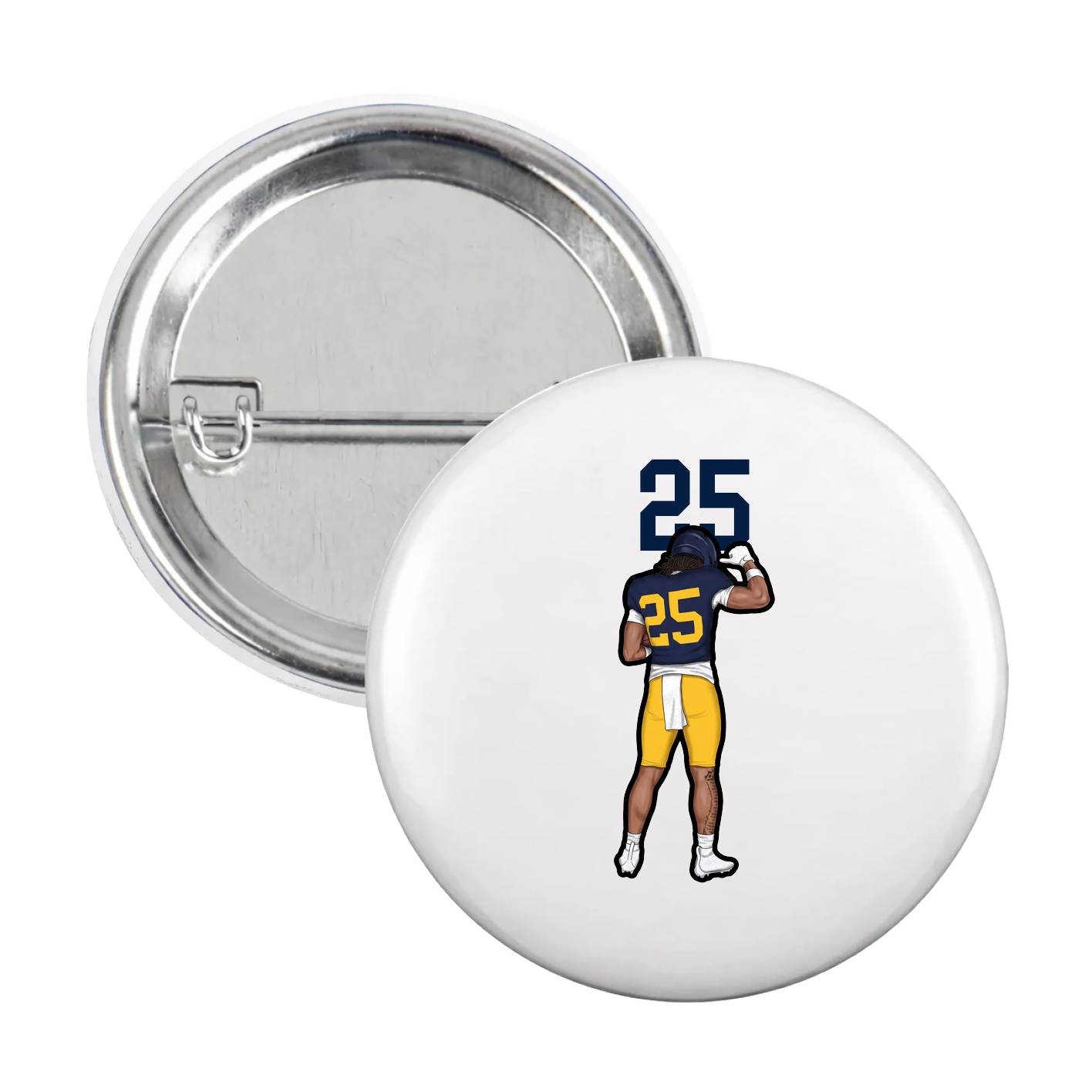 Game Day Button — Number Top in White