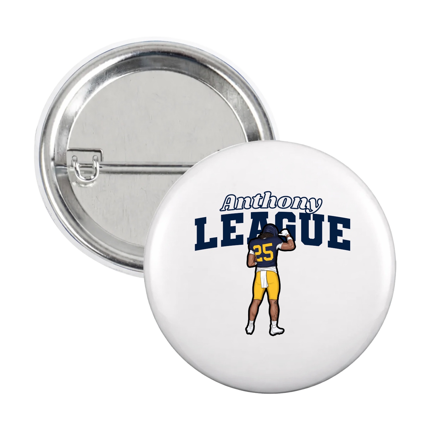 Game Day Button — Name Arch in White
