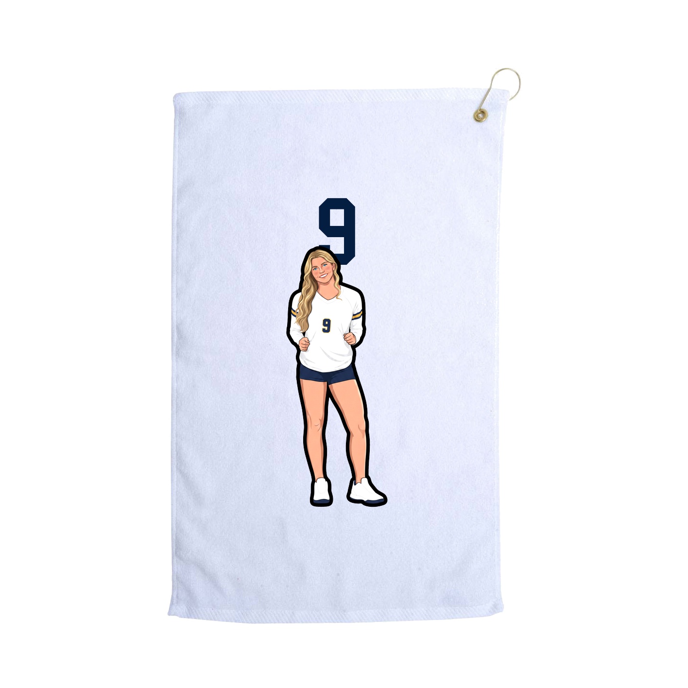 Golf Towel — Number Top in White