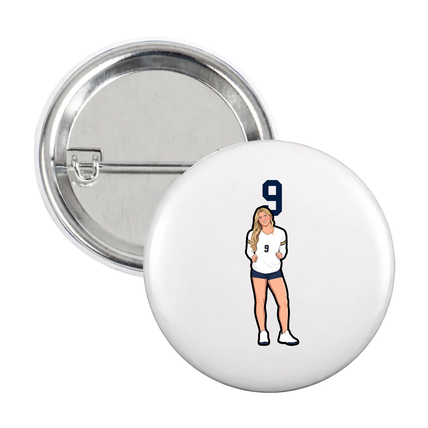 Game Day Button — Number Top in White