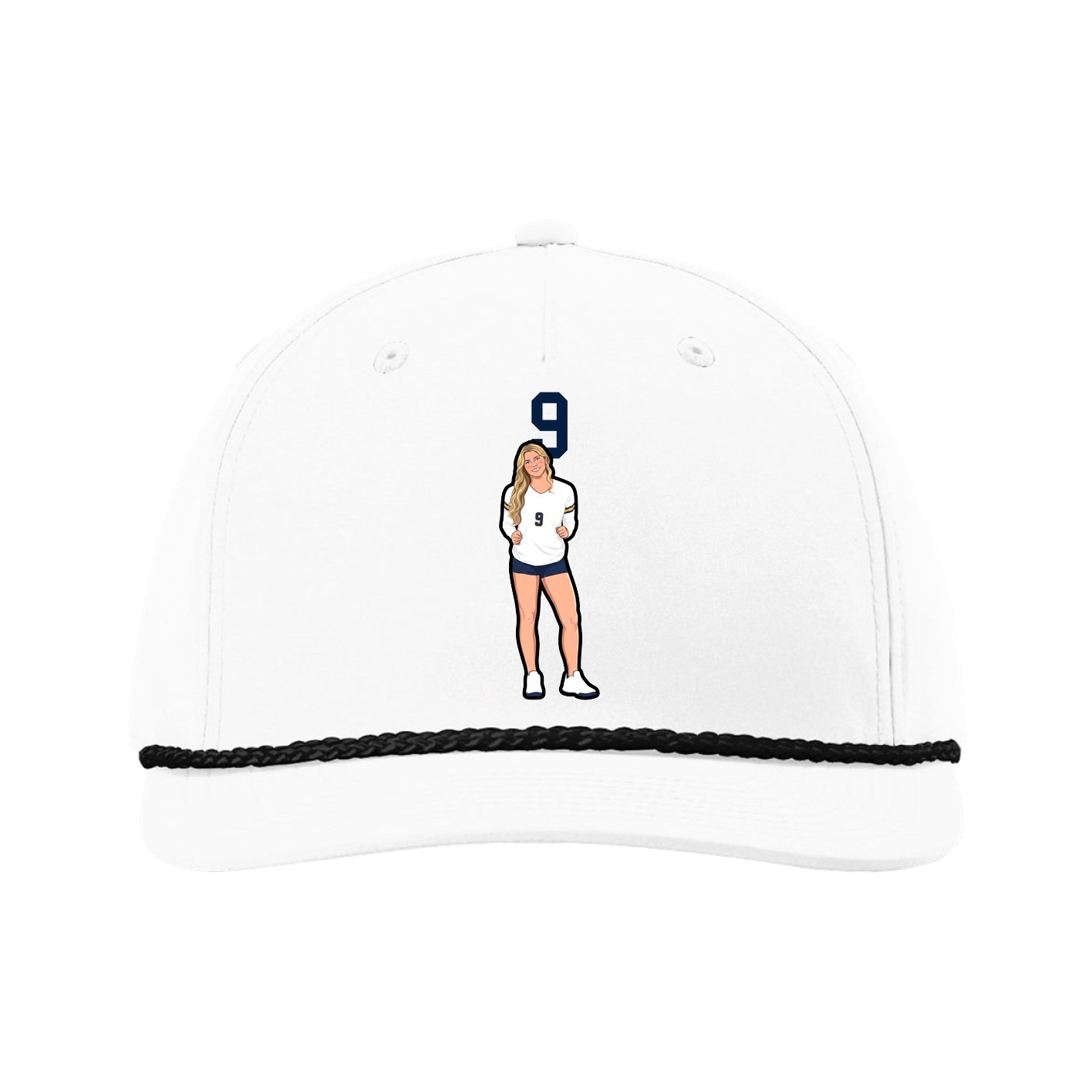 Five-Panel Classic Rope Cap — Number Top in White
