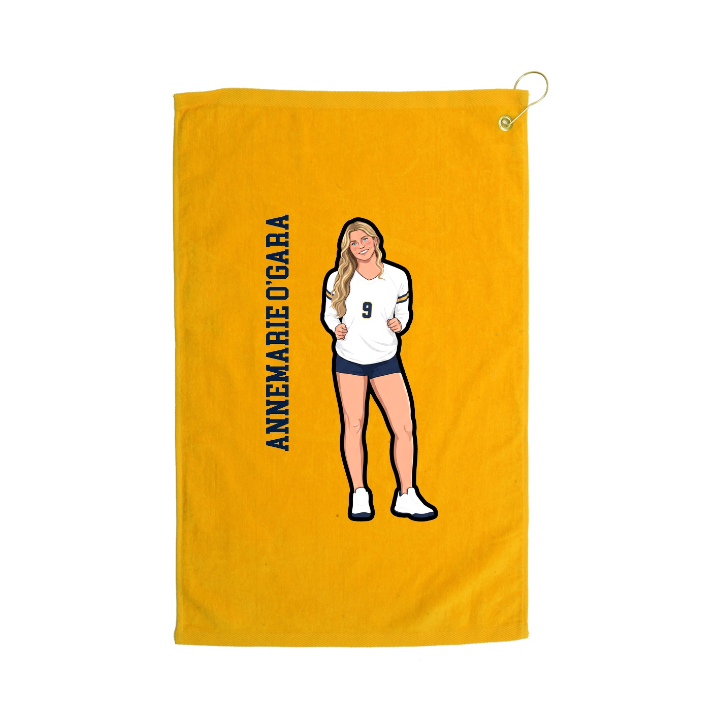 Golf Towel — Name Vertical in Gold