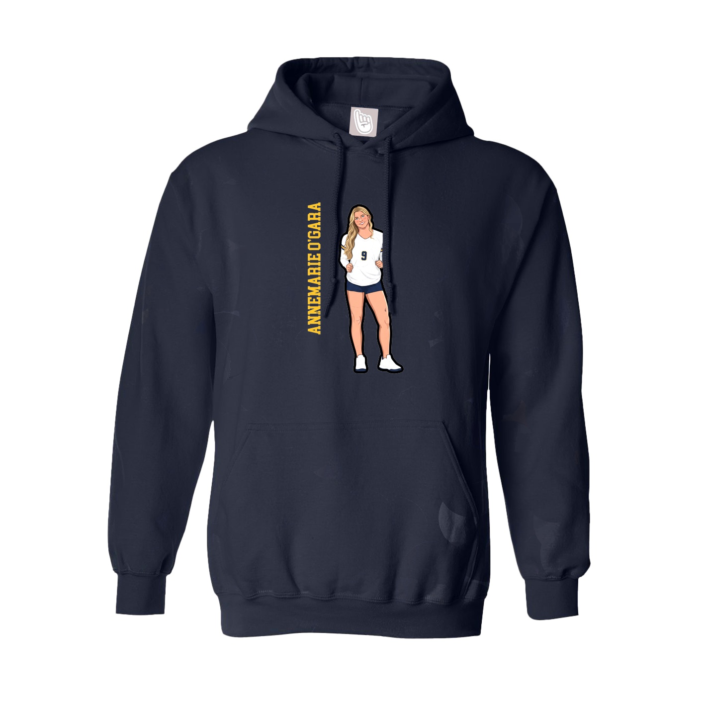 Hoodie — Name Vertical in Navy