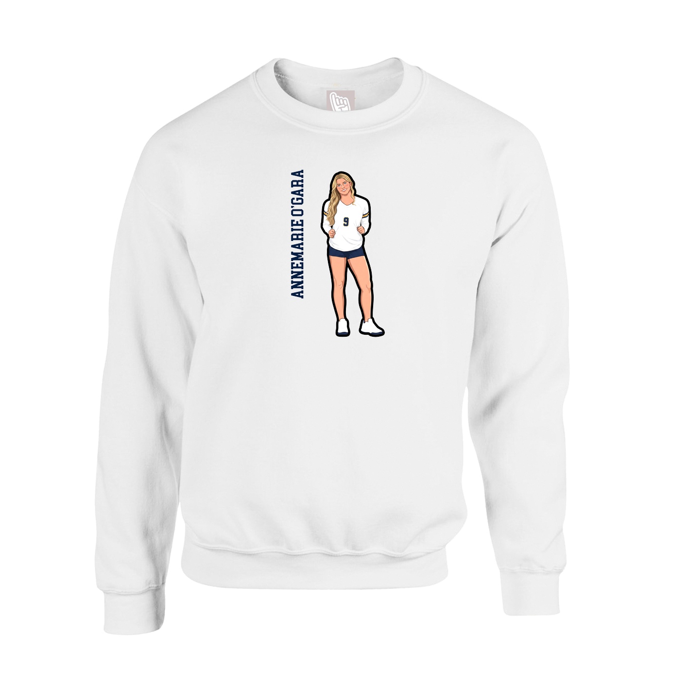 Fleece Crew — Name Vertical in White