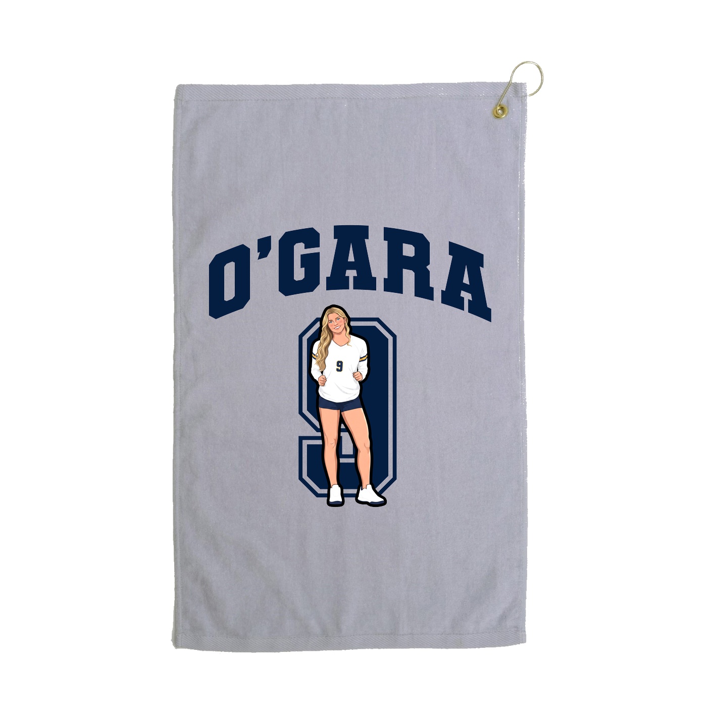 Golf Towel — Number in Grey