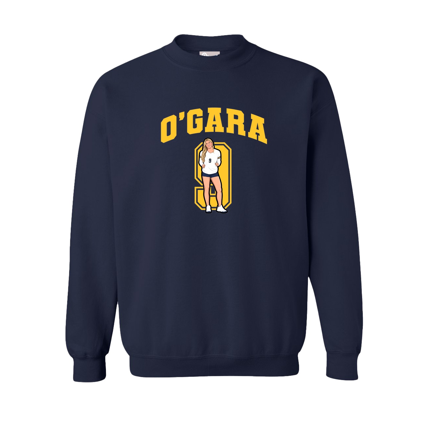 Fleece Crew — Number in Navy