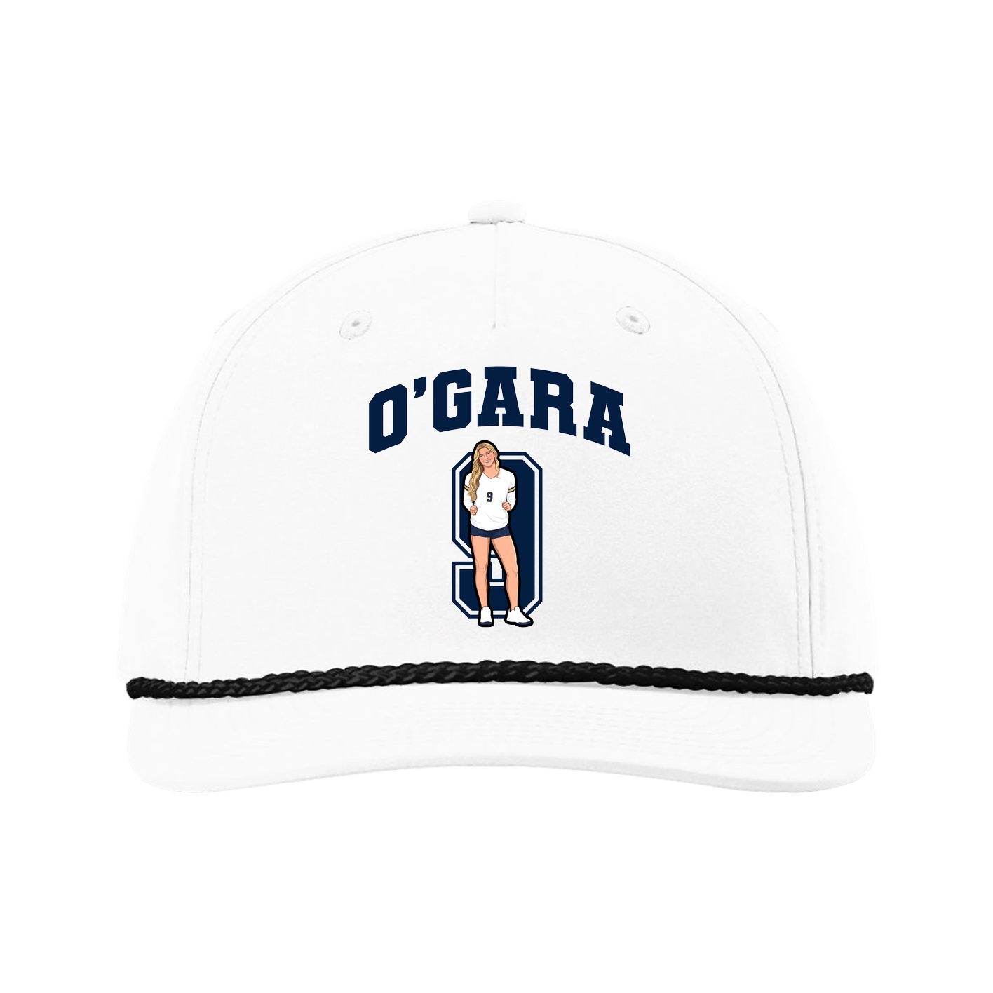 Five-Panel Classic Rope Cap — Number in White