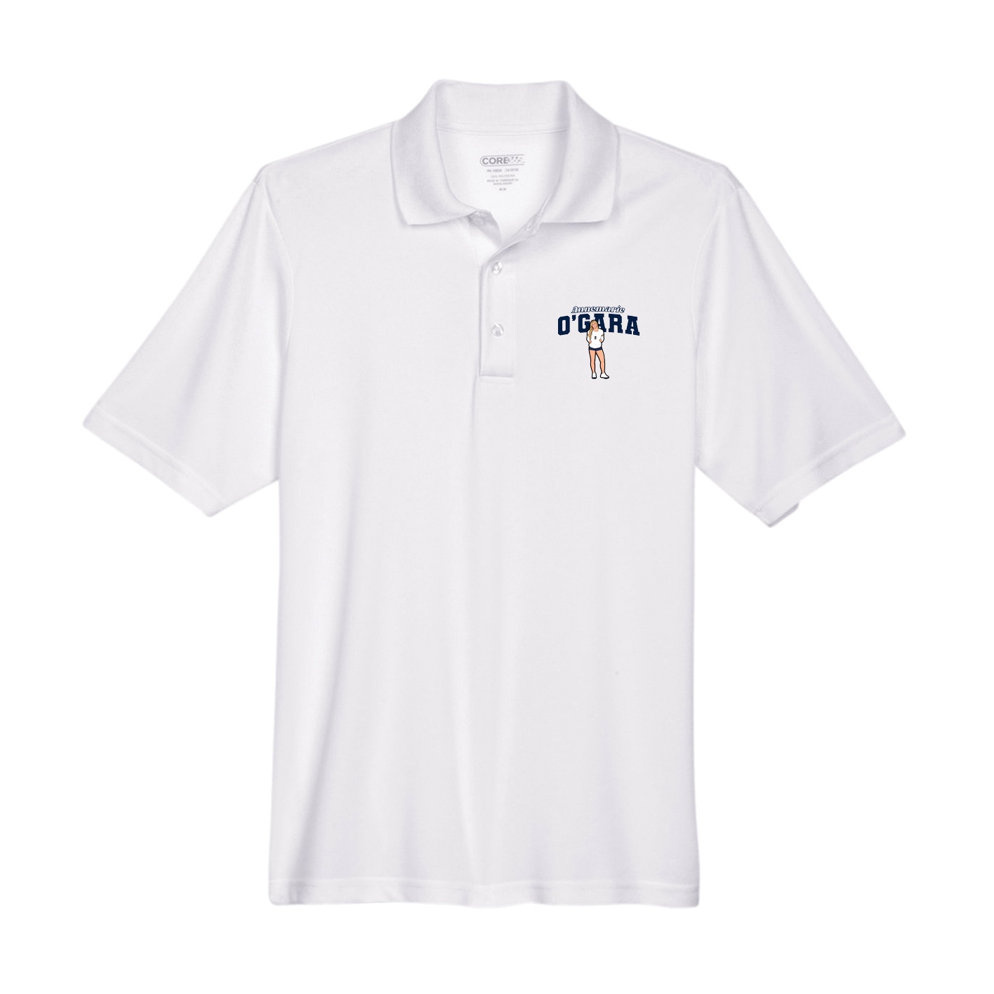 Performance Polo — Name Arch in White
