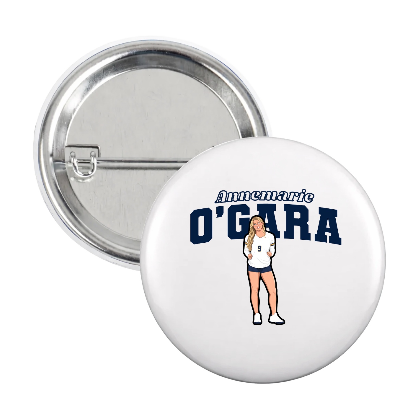 Game Day Button — Name Arch in White
