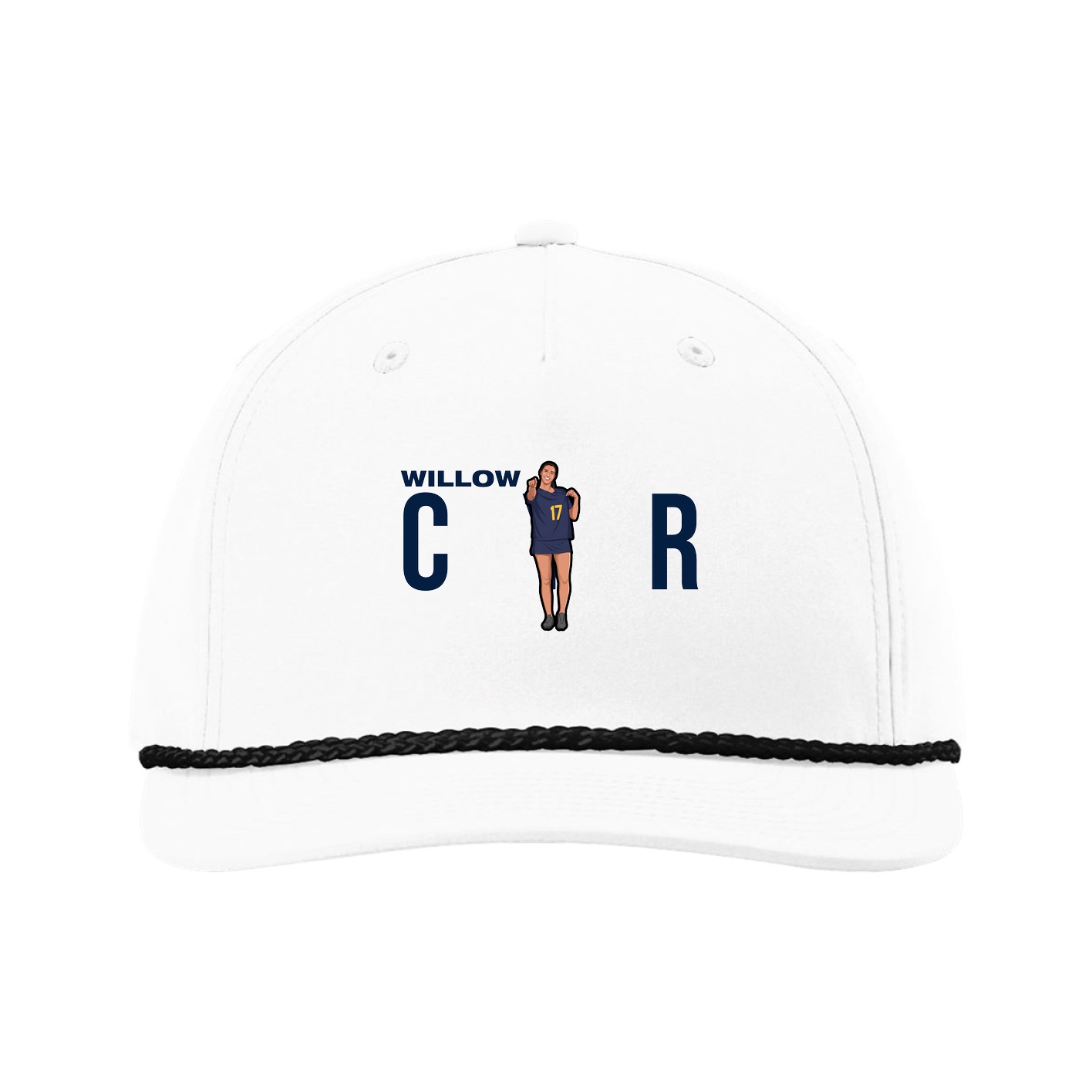 Five-Panel Classic Rope Cap — Player Name in White