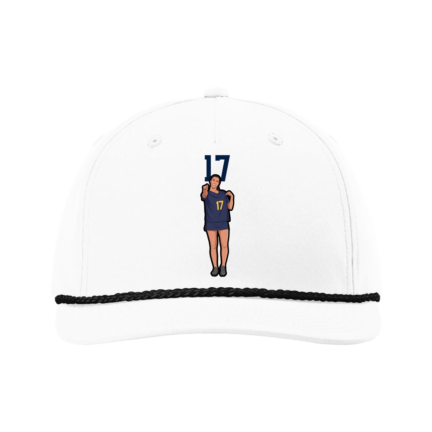 Five-Panel Classic Rope Cap — Number Top in White