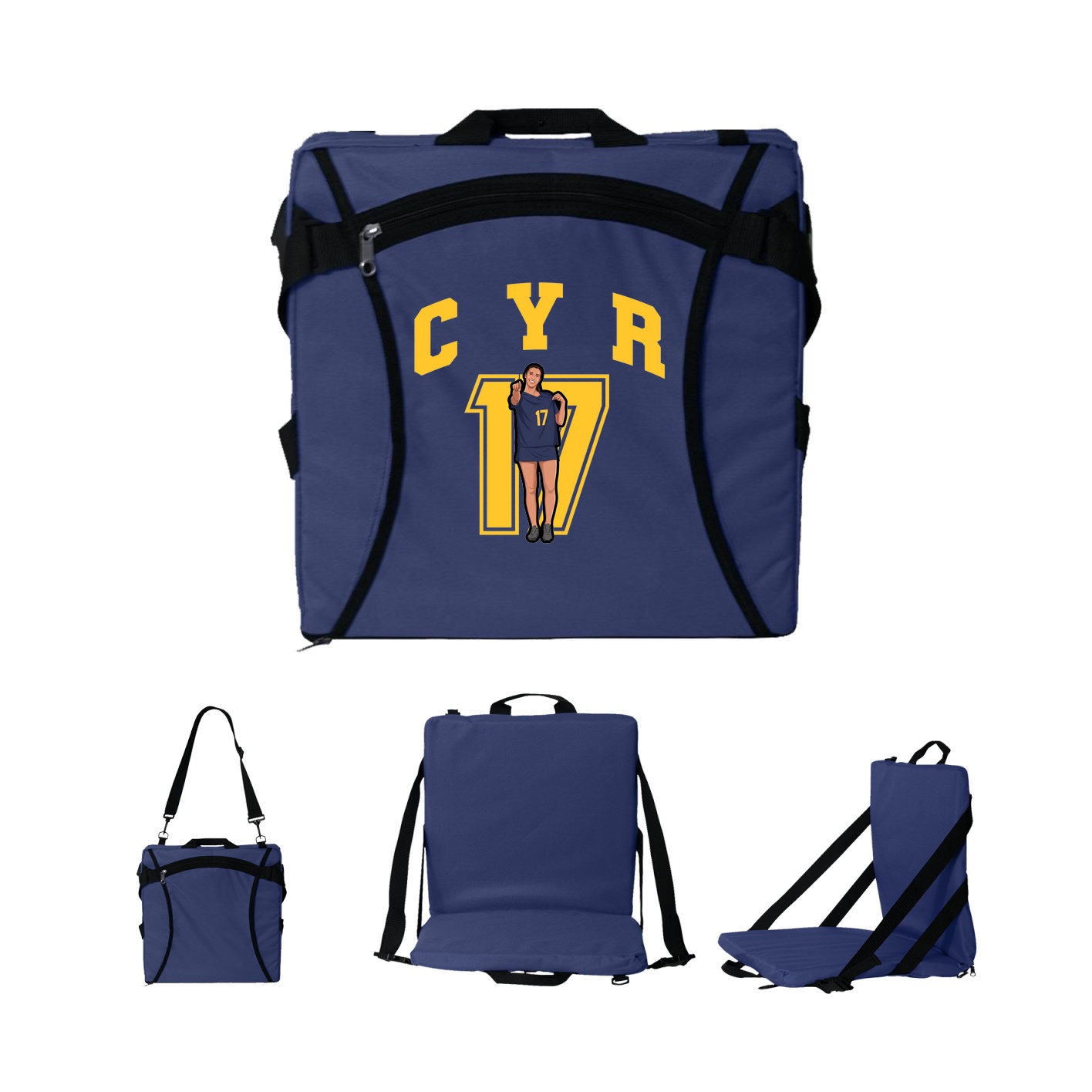 Folding Stadium Seat — Number in Navy