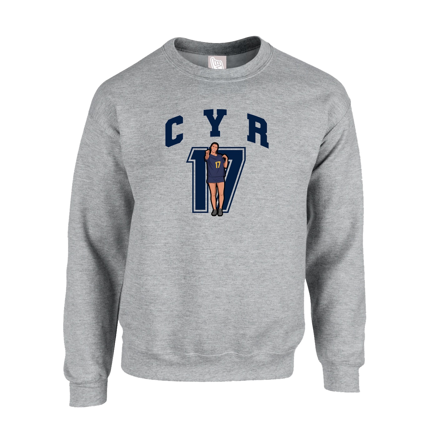 Fleece Crew — Number in Grey