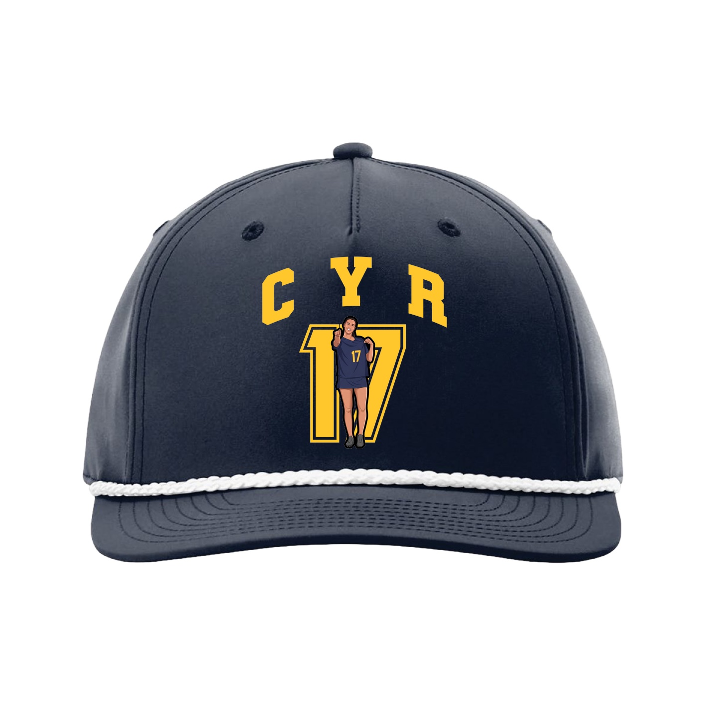 Five-Panel Classic Rope Cap — Number in Navy