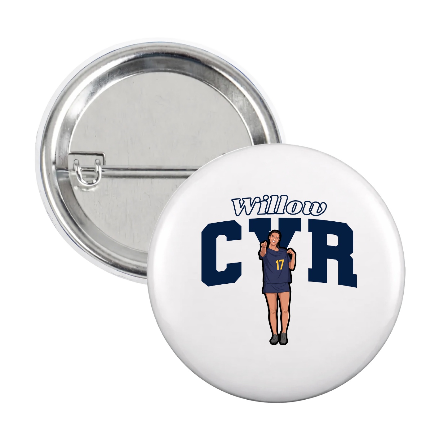 Game Day Button — Name Arch in White