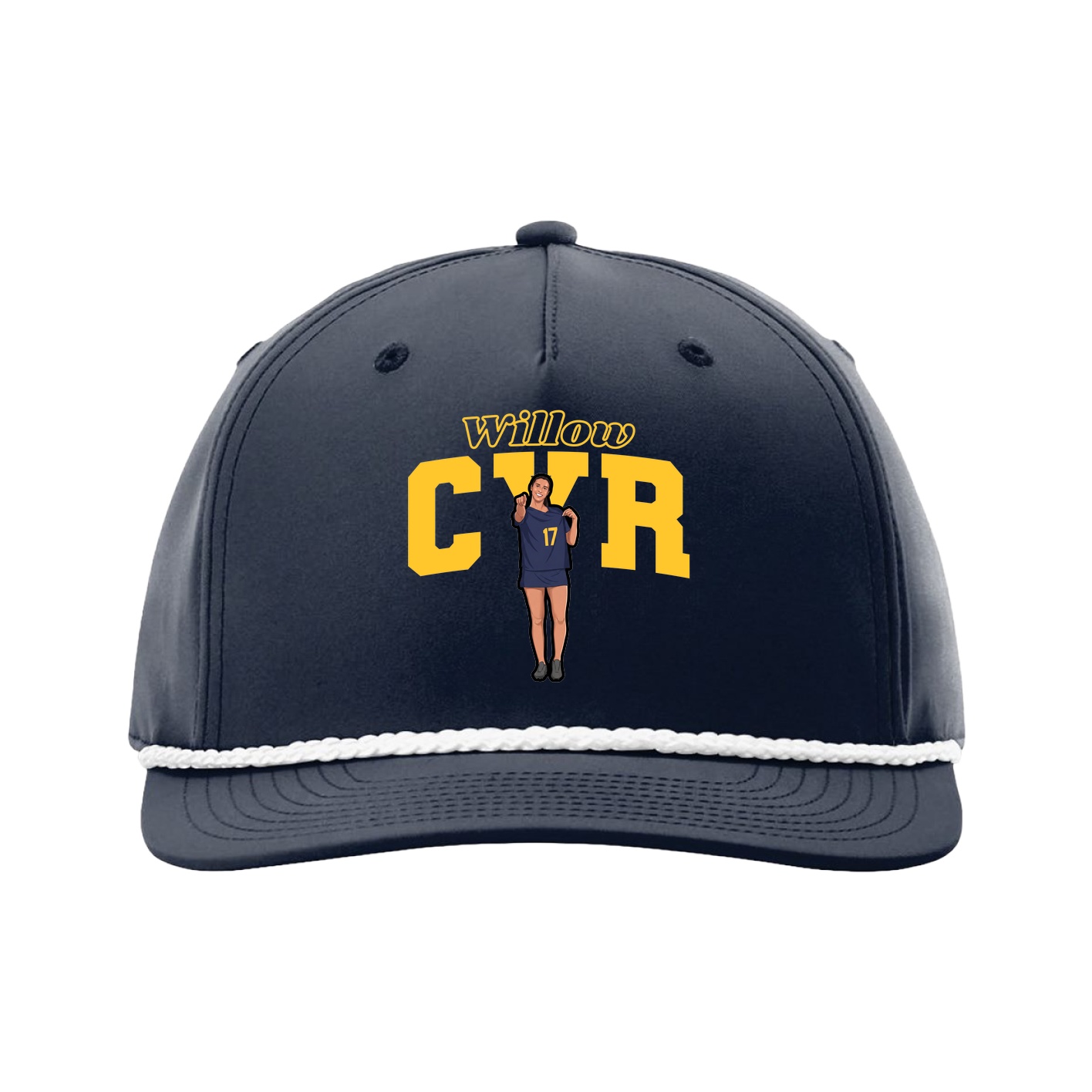 Five-Panel Classic Rope Cap — Name Arch in Navy