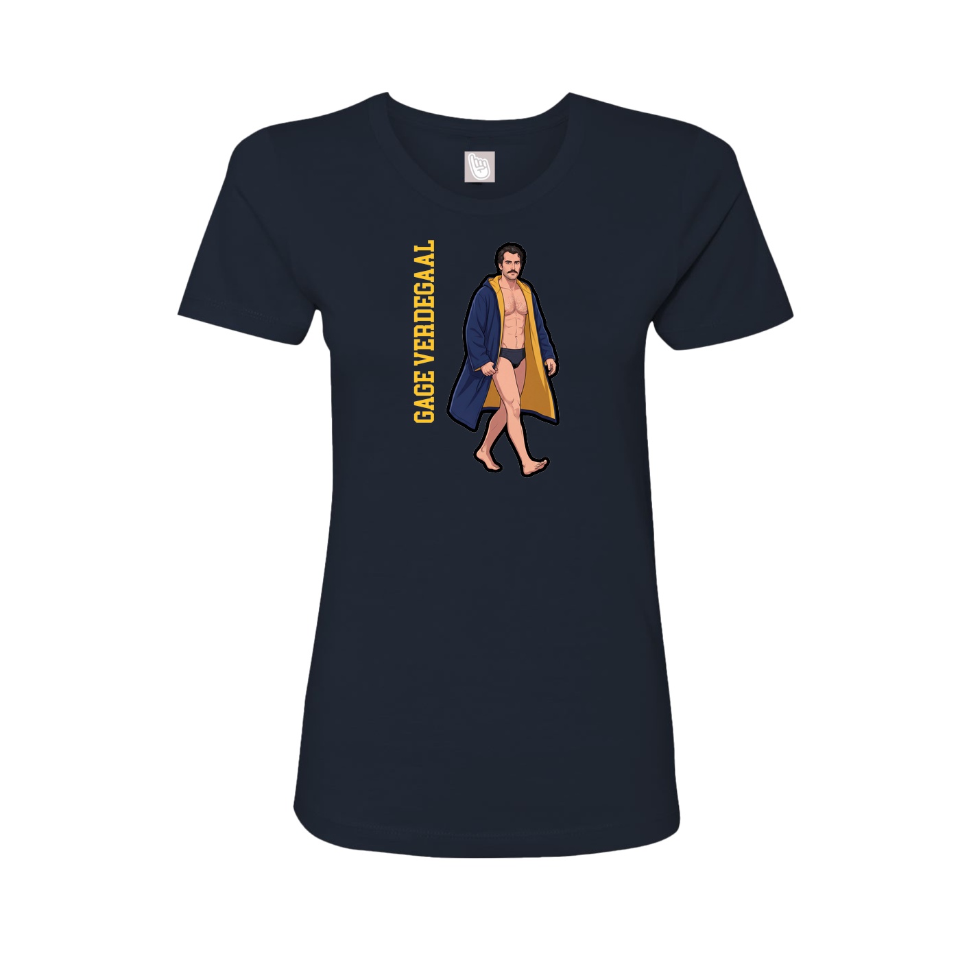 Fitted Women's Tee — Name Vertical in Navy