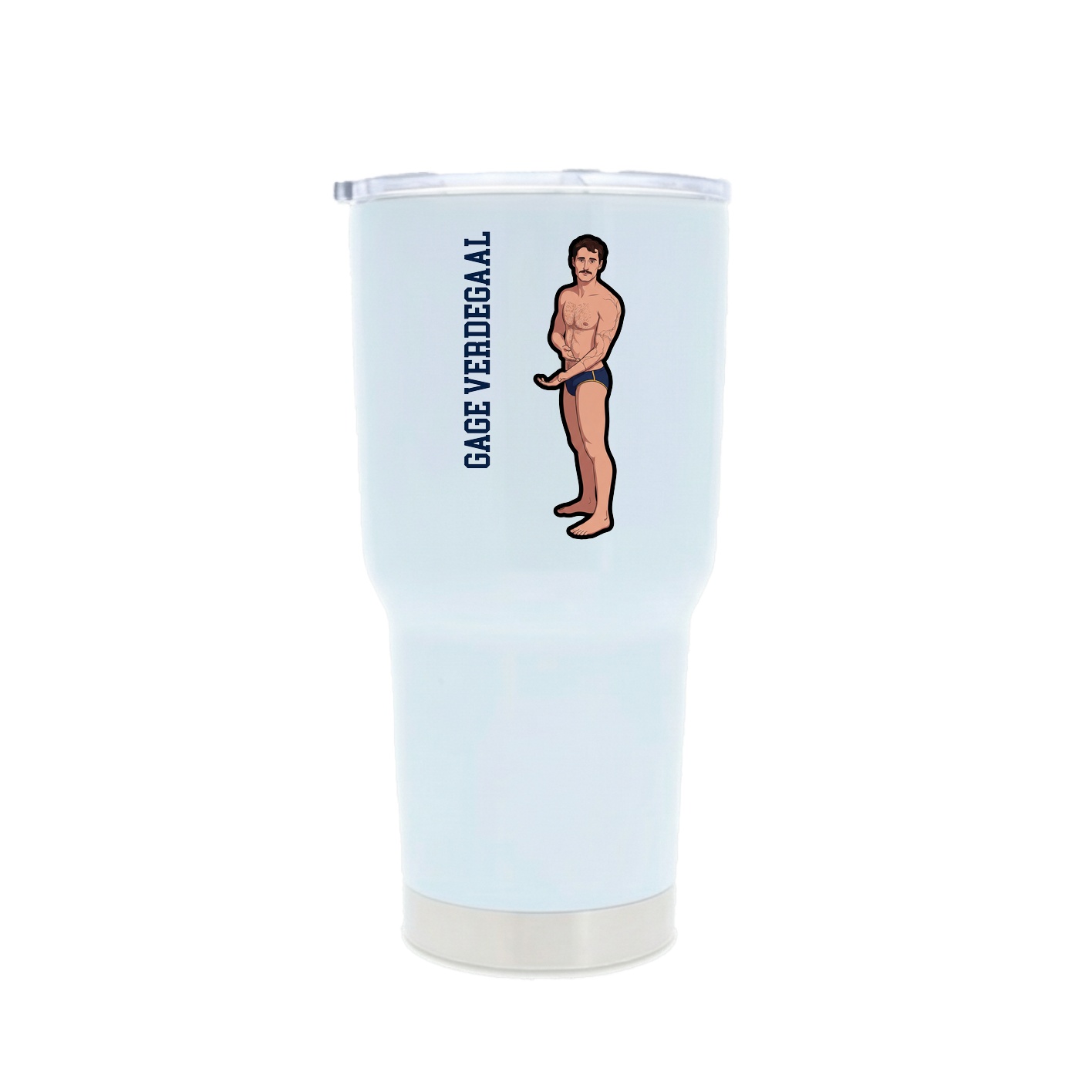30oz Stainless Steel Tumbler — Name Vertical in White