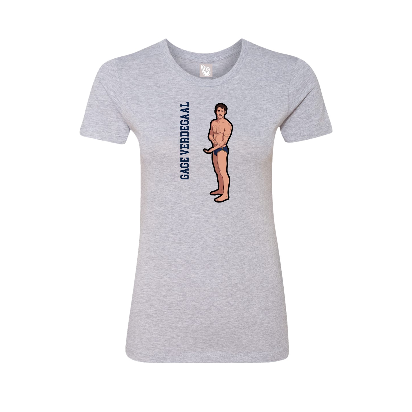 Fitted Women's Tee — Name Vertical in Grey