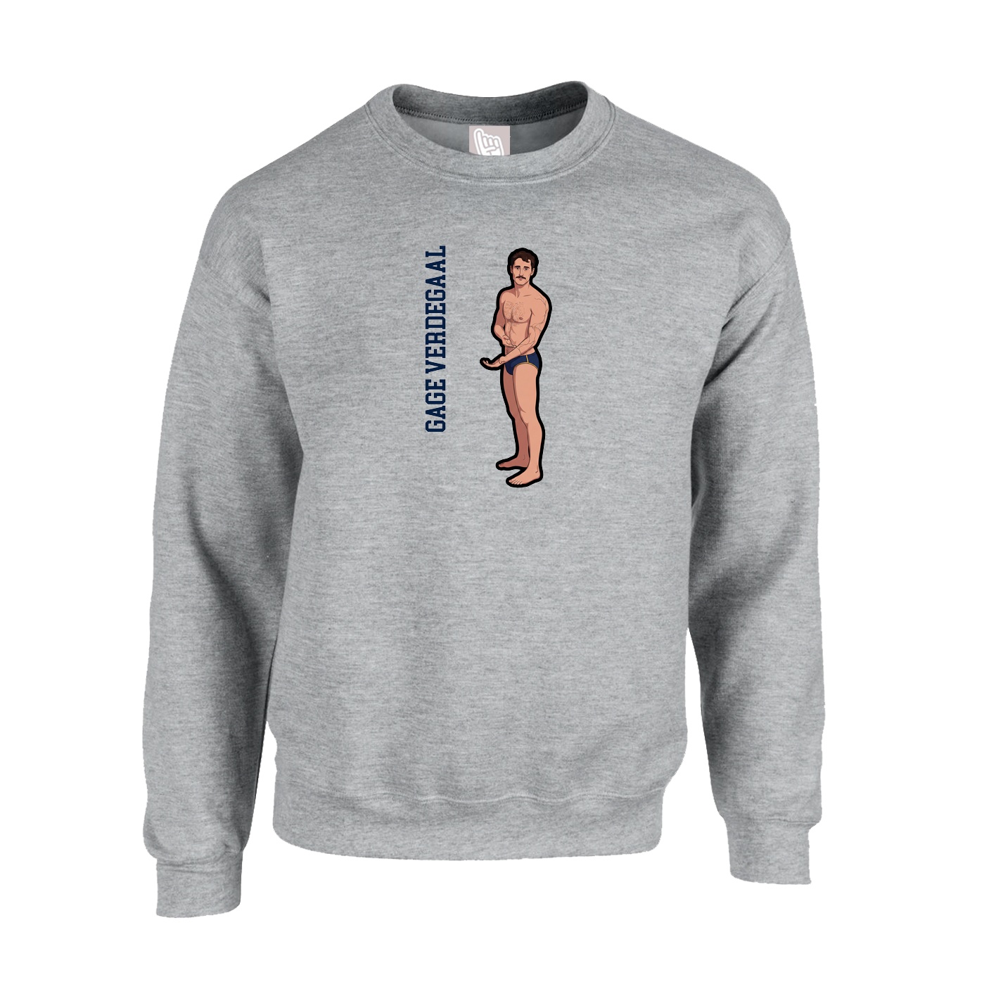 Fleece Crew — Name Vertical in Grey