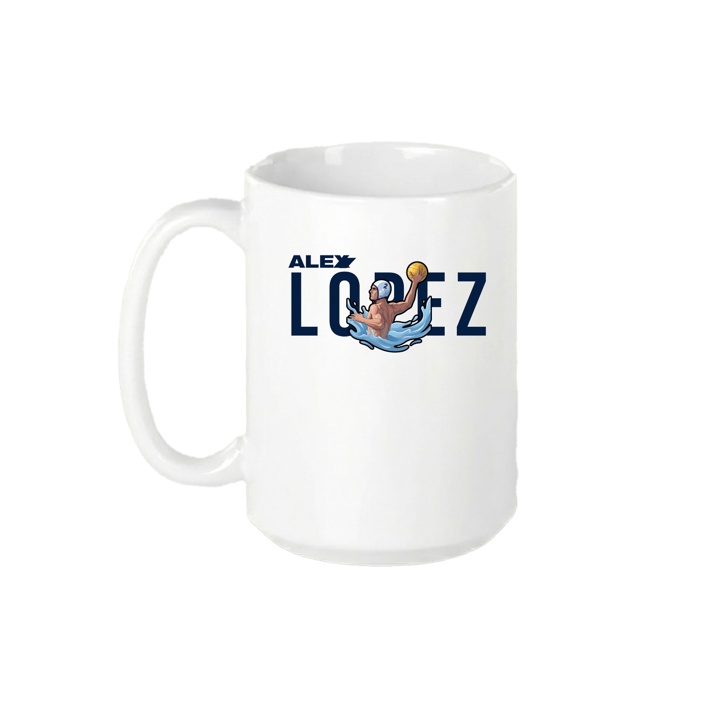 15oz Coffee Mug — Player Name in White