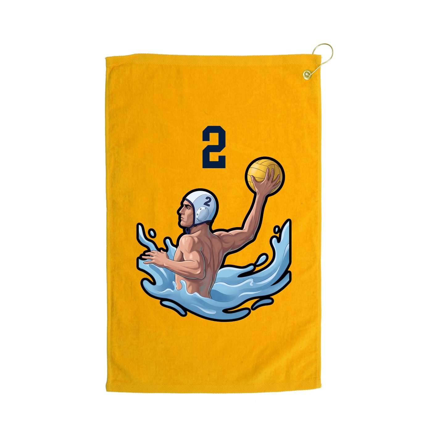 Golf Towel — Number Top in Gold
