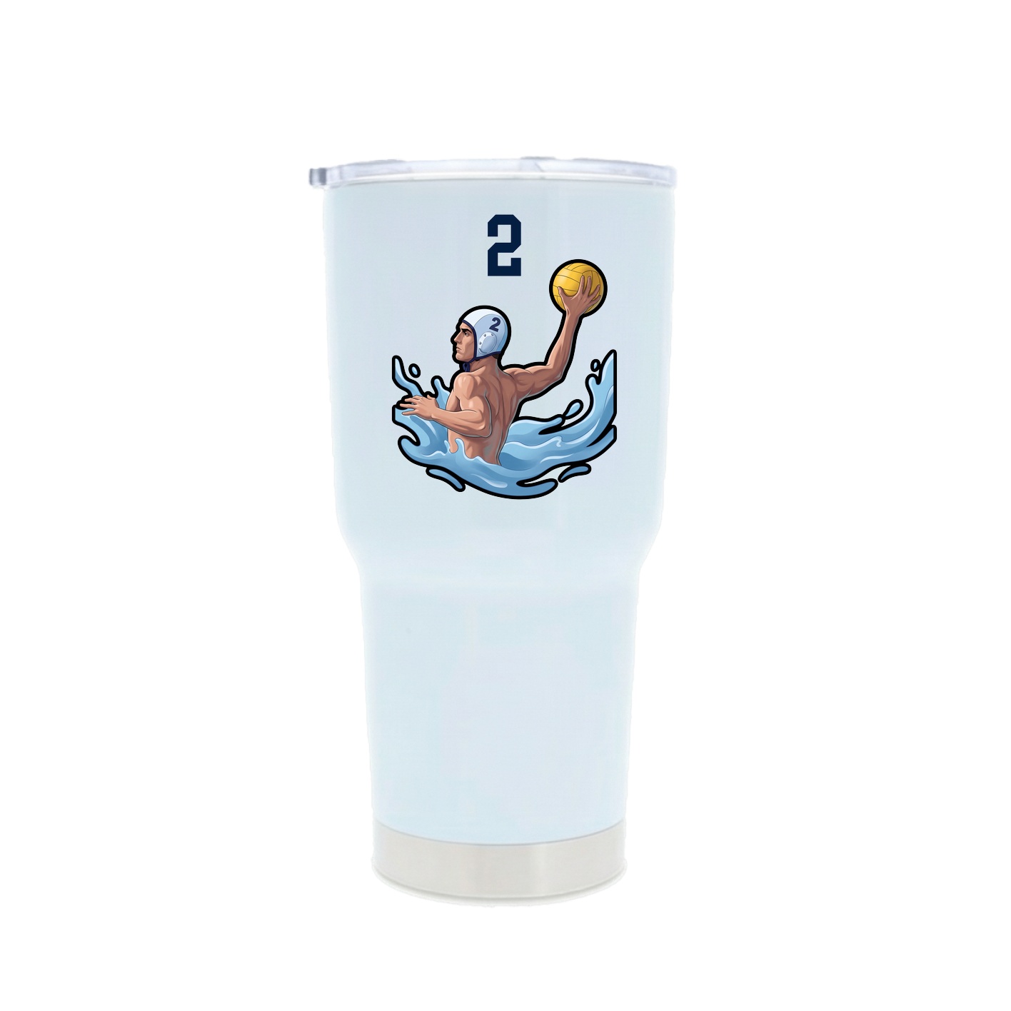 30oz Stainless Steel Tumbler — Number Top in White