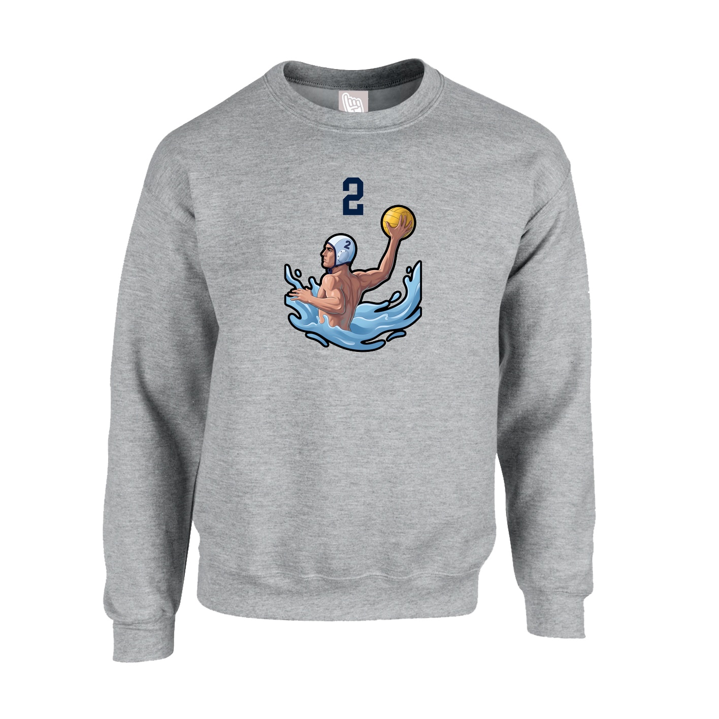 Fleece Crew — Number Top in Grey