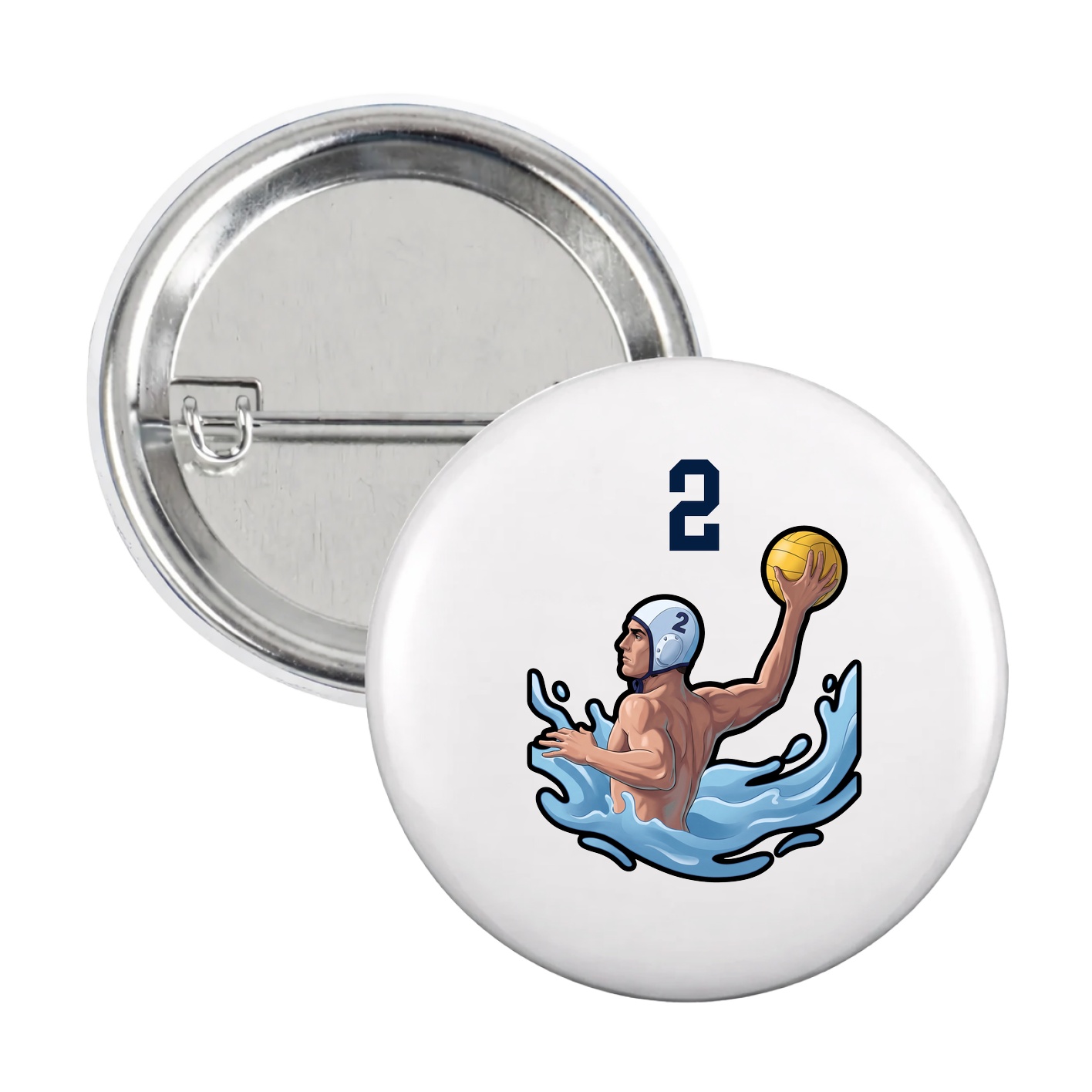 Game Day Button — Number Top in White