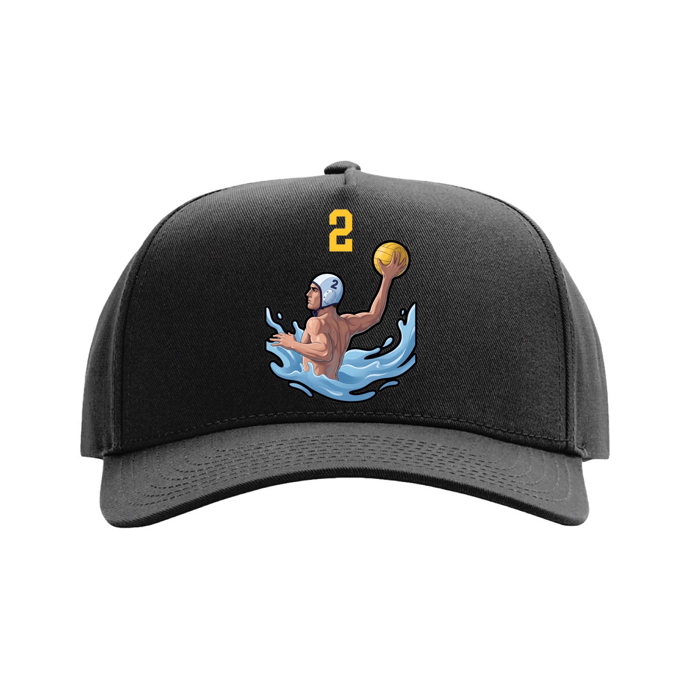 Full Fabric Five-Panel Champ Cap — Number Top in Black