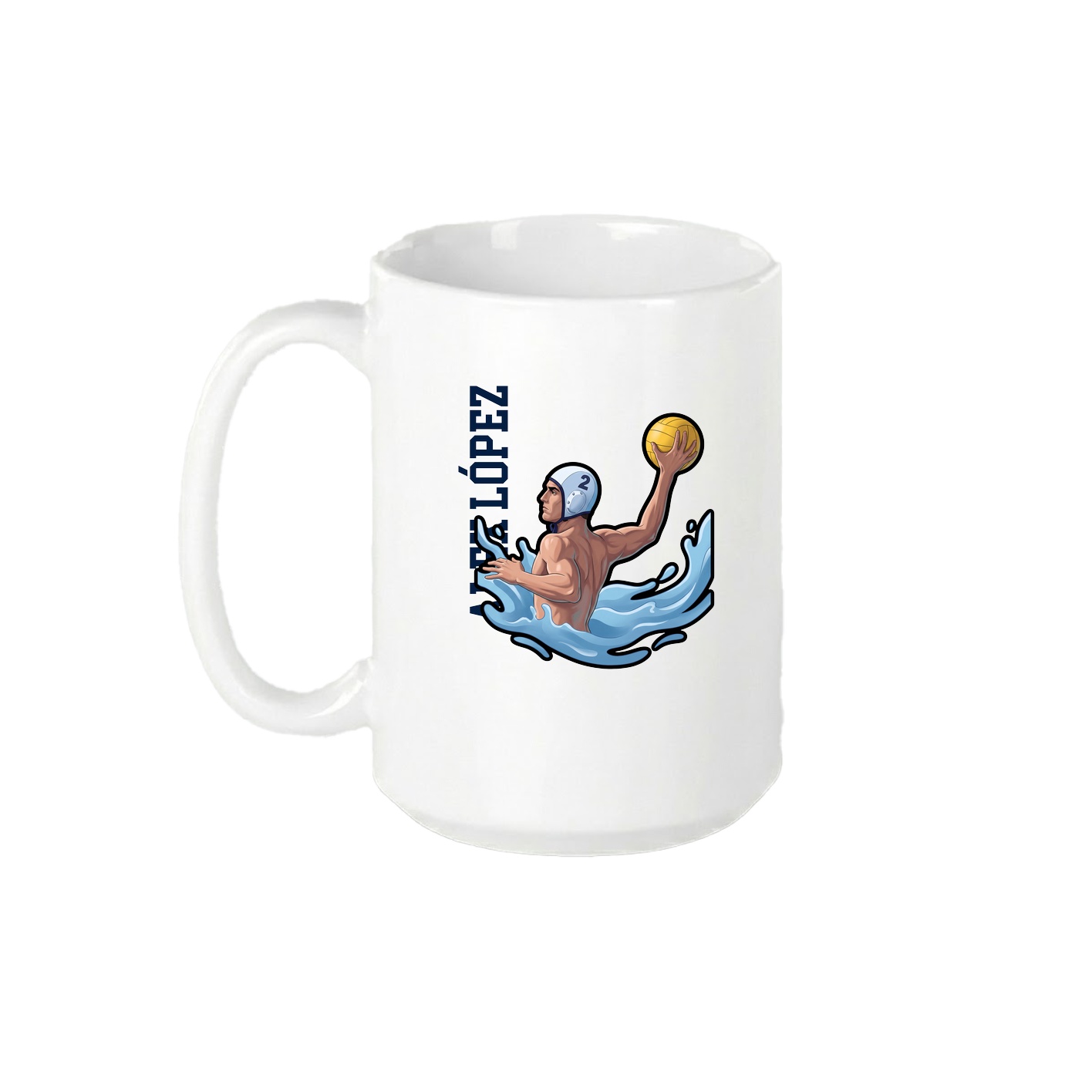 15oz Coffee Mug — Name Vertical in White