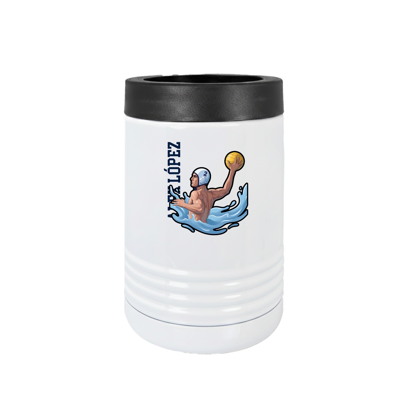 Beverage Holder — Name Vertical in White
