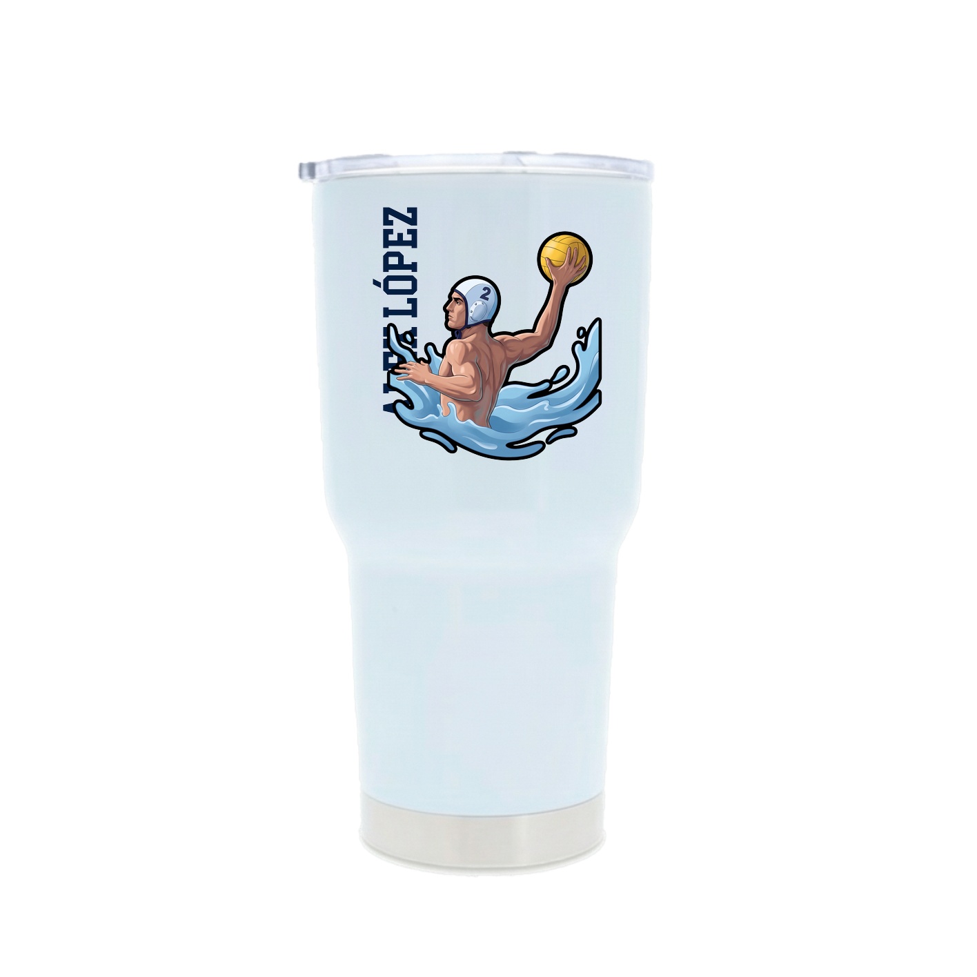 30oz Stainless Steel Tumbler — Name Vertical in White