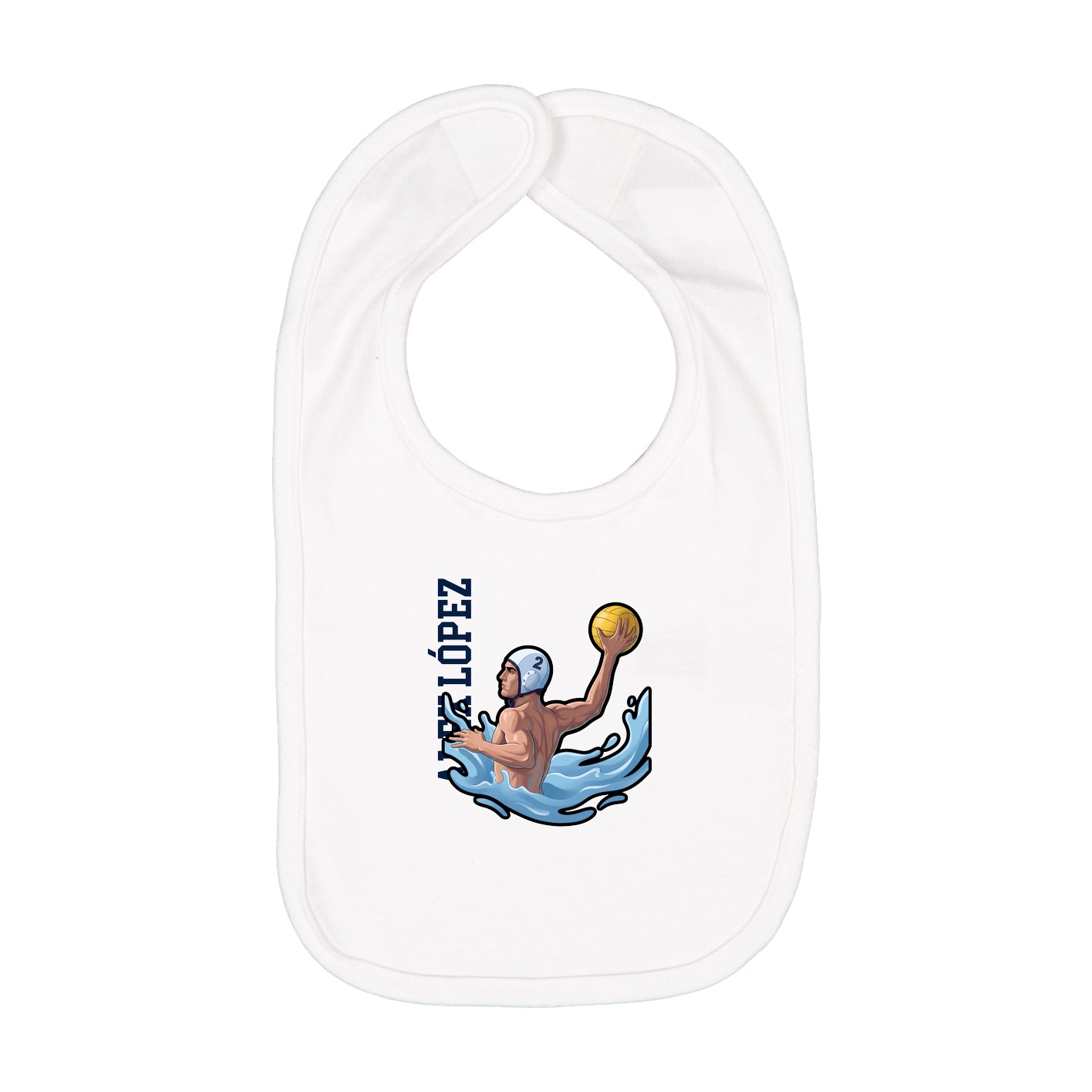 Infant Bib — Name Vertical in White