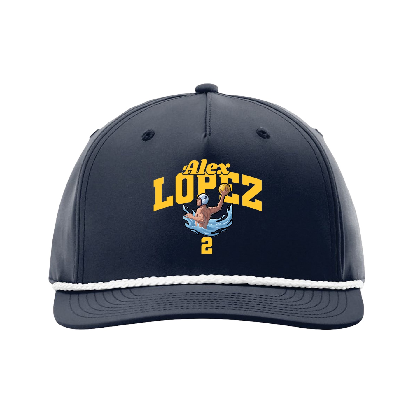 Five-Panel Classic Rope Cap — Signature Arch in Navy