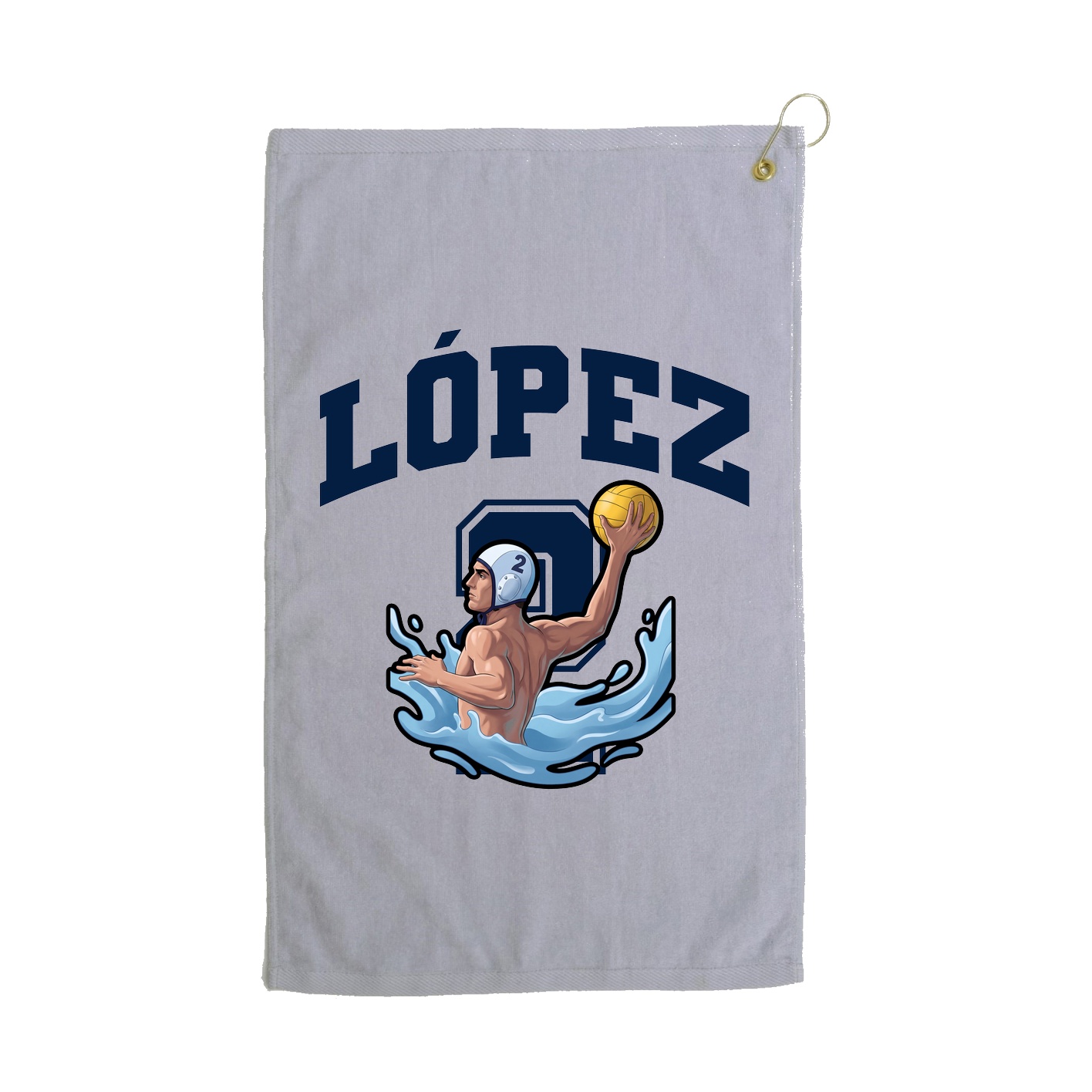 Golf Towel — Number in Grey